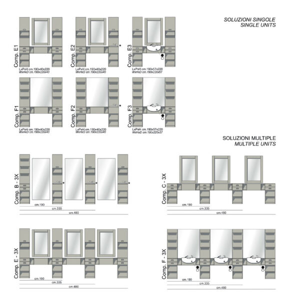 Bancada de barbeiro Modular Ceriotti Academy com auto lavagem