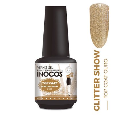 Top Coat Glitter Verniz Gel 15ml (Ouro, Prata e Holográfico)