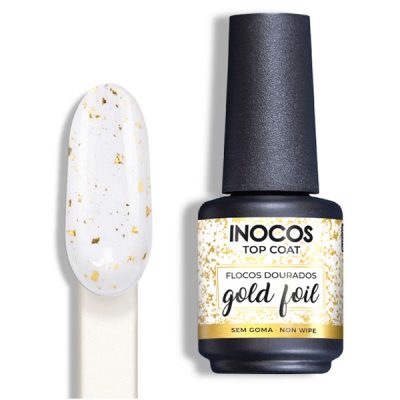 Top Coat Foil with details with flakes Gel Varnish (Gold or Silver) 15ml