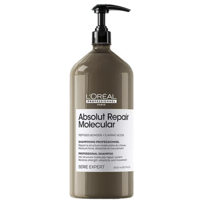 Shampoo danificados Absolut Repair Molecular Série Expert L’Oréal Professionnel (300, 500 e 1500ml)